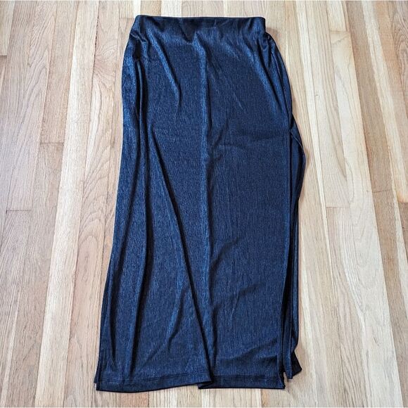 Moa Moa 90s vintage classic black maxi skirt with two side slits - Picture 1 of 5